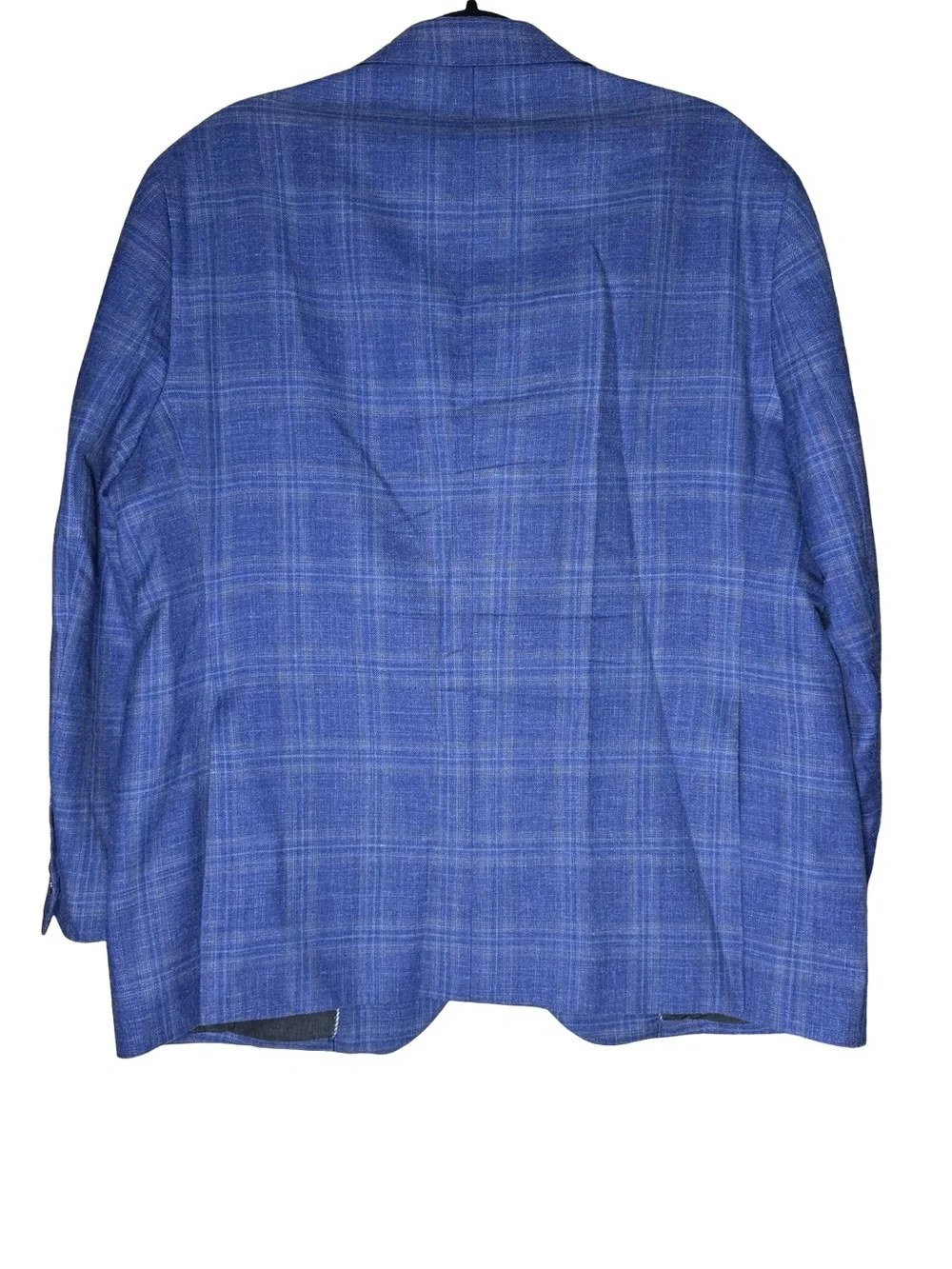 Joseph Abboud Blazer 44S Blue Plaid Wool Silk Linen Sport Coat Business Preppy